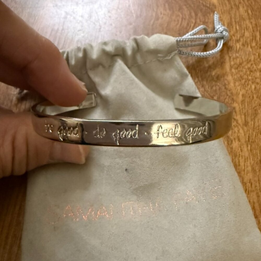 NEW Samantha Faye Silver Cuff Bracelet | "Be Good Do Good Feel Good" Inspiration